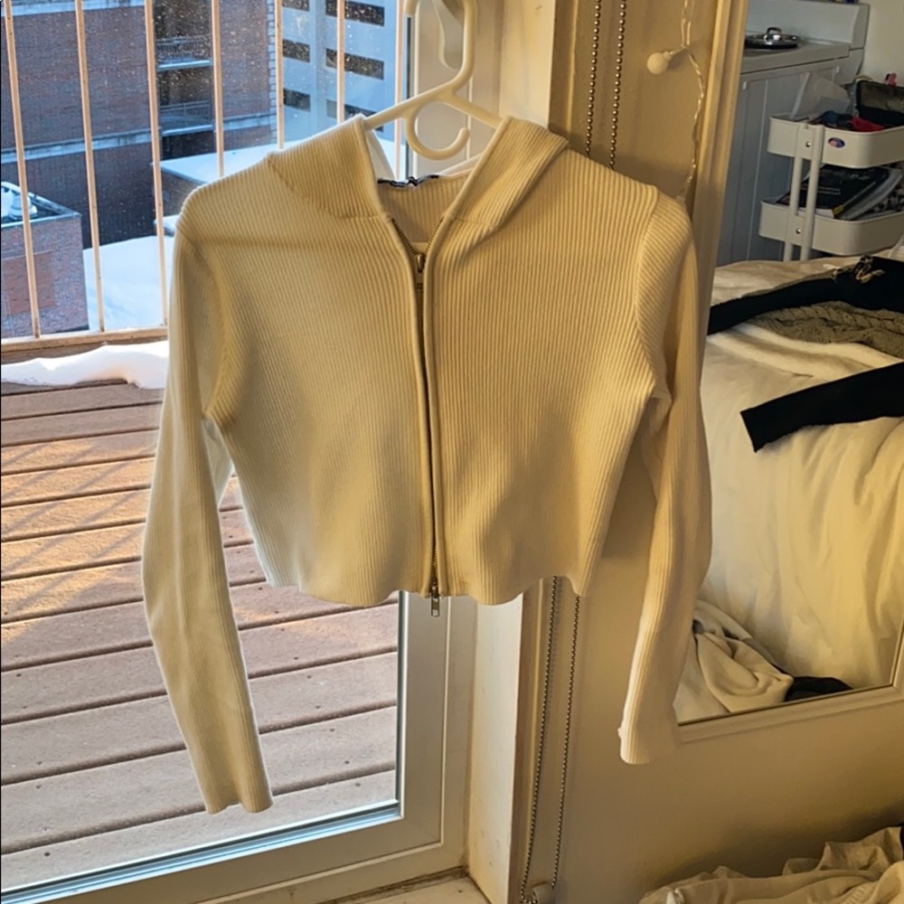 Brandy Melville Crop Ribbed zip